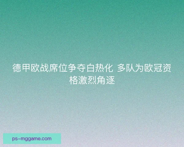 德甲欧战席位争夺白热化 多队为欧冠资格激烈角逐